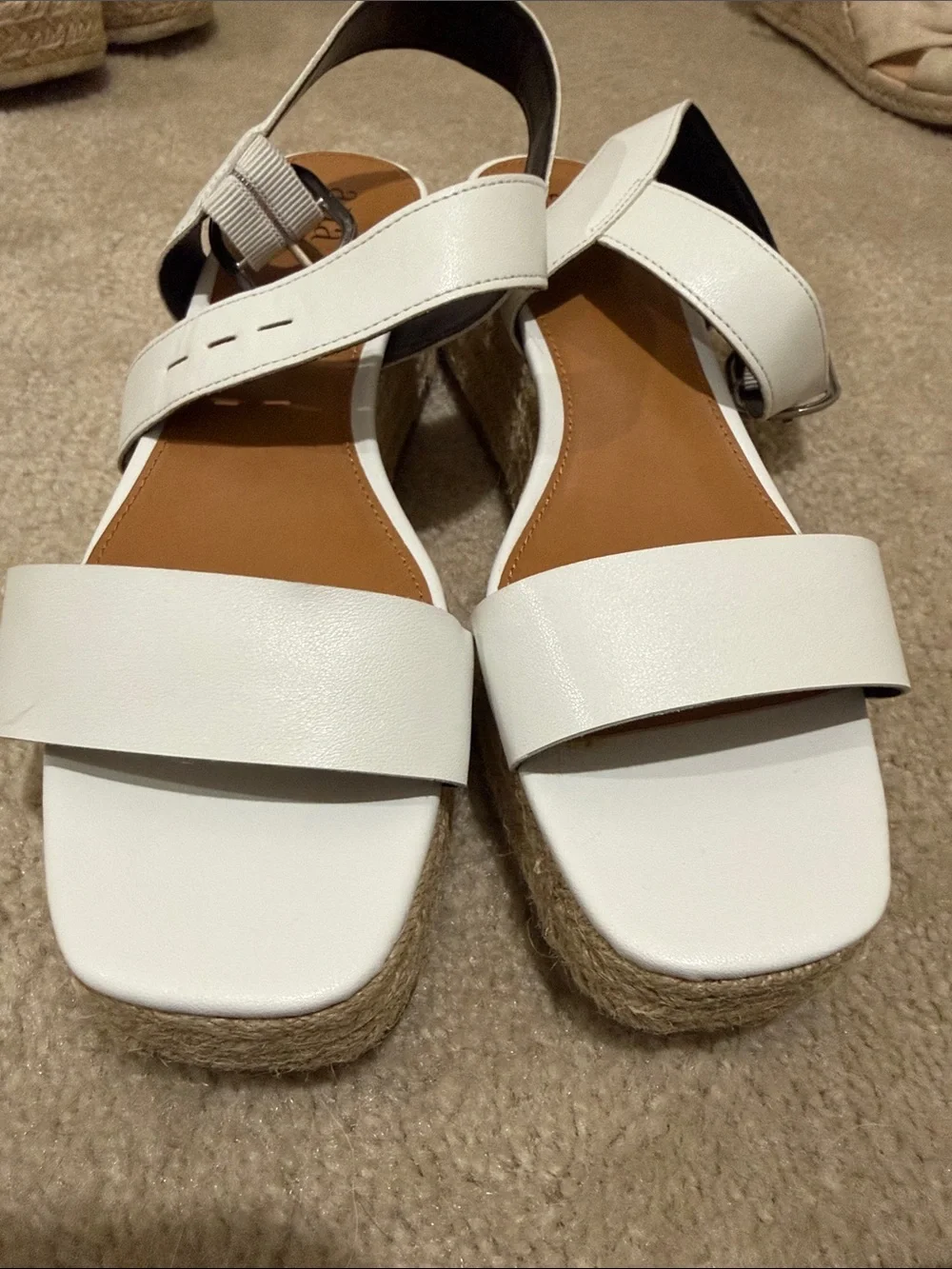 a.n.a White Espadrille Platform Sandals with Silver Buckle